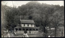 Hall seen from bridge going away from town, circa 1918