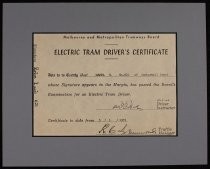 Electric tram driver's certificate