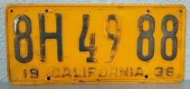 California license plate 8H4988