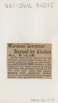 Wireless Inventor Burned by Alcohol