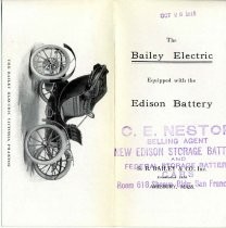 Edison Electric Vehicle advertisement, battery articles, 1915