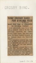 Bing' Crosby Sued For $105,000 fees