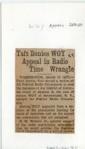 Taft Denies WGY Appeal in Radio Time Wrangle