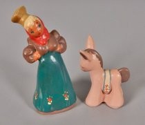 Woman and donkey salt & pepper shakers