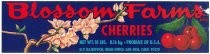 Blossom Farms Brand Cherries label