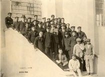 Cyril Elwell and workers at the Rome, Italy, station, ca. 1917