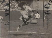 Oakland Stompers goalkeeper Shep Messing stopping a shot