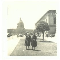 Two women in front of San Francisco City Hall