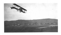 Curtiss biplane in the air