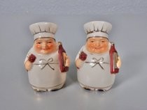 Chefs with wine salt & pepper shakers