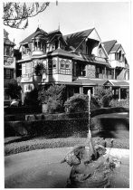 Winchester Mystery House exterior with fountain