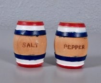 Red, white, & blue barrels salt & pepper shakers