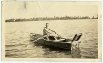 Harry Slonaker in the "Bee Bee Are" rowboat