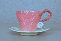 Strawberry teacup and saucer