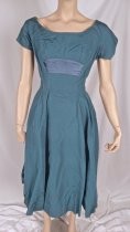 Teal blue faille dress