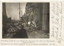 West Santa Clara St., near Market St., San Jose, Cal., after the Earthquake, April 18, 1906