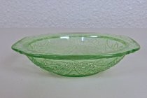 Green depression glass bowl