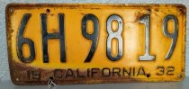 California license plate 6H9819