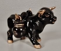 Bull carrying money bags salt & pepper shakers