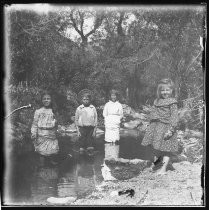 Children wading in a stream