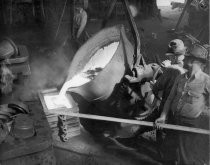 Pouring molten metal at Joshua Hendy Iron Works