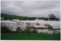 Flooded greenhouses. Possibly the 1998 El Nino Flood in California