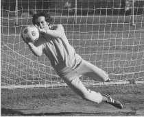 Goalkeeper Gary St. Clair stopping a shot