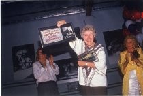 Shirlie Montgomery at Slammers Wrestling Gym with Award