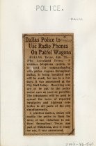 Dallas Police to Use Radio Phones On Patrol Wagons