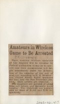 Amateurs in Wireless Game to Be Arrested