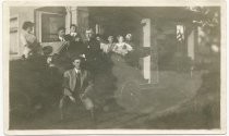 Family Gathering at Christmas, 1912. Fritz Bernard Campin (viewer's far left) in front seat of Franklin automobile; Olga Hauser in the middle of the back seat at South 14th Street, San Jose, CA