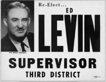 Re-Elect Ed Levin Supervisor Third District campaign poster