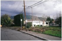 Flood aftermath in residential area