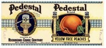 Pedestal Brand, Yellow Free Peaches, Richmond - Chase Company, San Jose, California