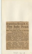 Argentina Gives N.Y. Firm Radio Permit