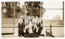 Notre Dame High School Students with Statue