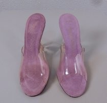 Sweet-Step acrylic heels & purple suede slides