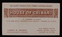 House of Cribari business card