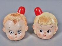 Blond heads salt & pepper shakers