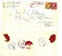 Christmas card from Sarah Winchester to Mrs. S. L. Ruthrauff