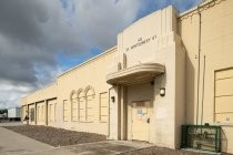 Oblique view of Sunlite Baking Co. primary facade looking southwest