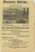 Advertisement for Pacific Hotel, Seventy-Four to Eighty Market Street