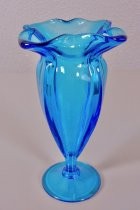 Cyan blue glass vase