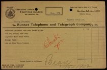 Sunset Telephone and Telegraph Company bill