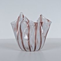 Red and white glass vase
