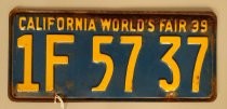 California World's Fair license plate 1F5737