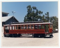 Newly-restored Trolley 124 outside Trolley Barn