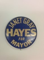 Janet Gray Hayes mayoral campaign pin