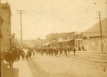 Marching band parading in the street