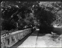 New Almaden scene. Brick paved walkway